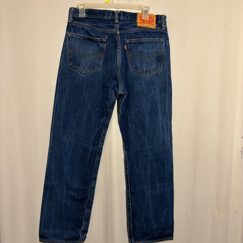 Levi’s 501 100% Cotton Denim Jeans Button Fly Straight Fit Tag 35x33 - Picture 3 of 10